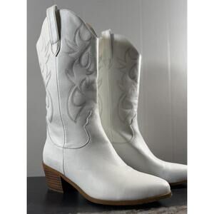 Cowboy Boots for Women Cowgirl Boots Mid Calf Pointed Toe Embroidered